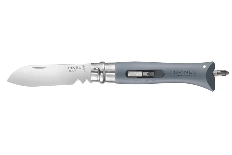Couteau pliant Opinel Bricolage n°09 lame 8cm manche polyamide gris