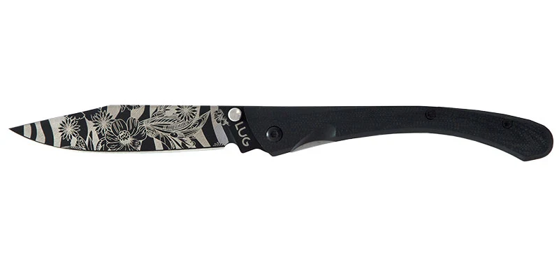 Couteau de Poche C63 Fleurs Nature Noir Lug
