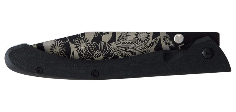 Couteau de Poche C63 Fleurs Nature Noir Lug