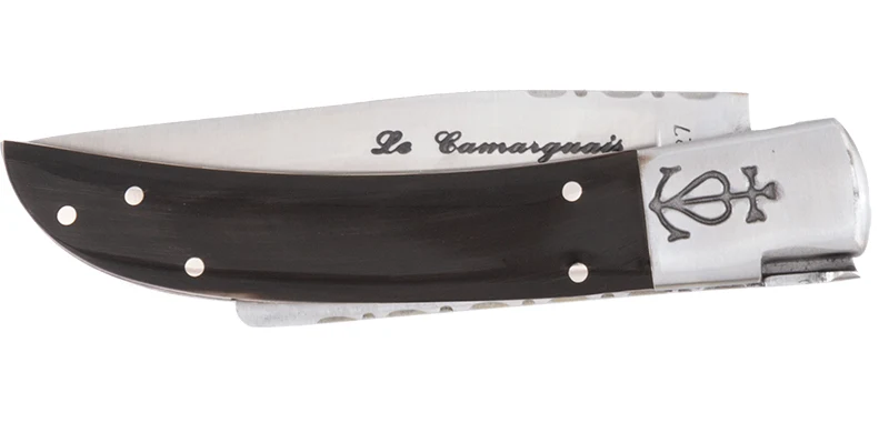 Couteau N°10 Trident forgé ciselé Corne Noir Le Camarguais