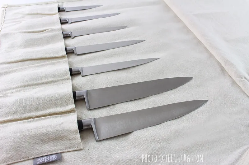 Trousse vide traditionnelle CHEF ROLL 7 pour 7 couteaux et ustensiles