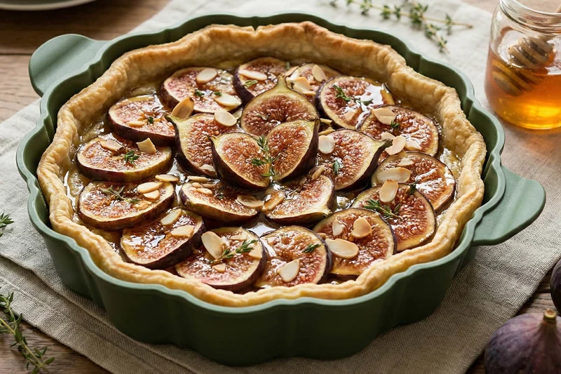 Plat à tarte Cookut Le Formidable avec coupe-tarte fougère