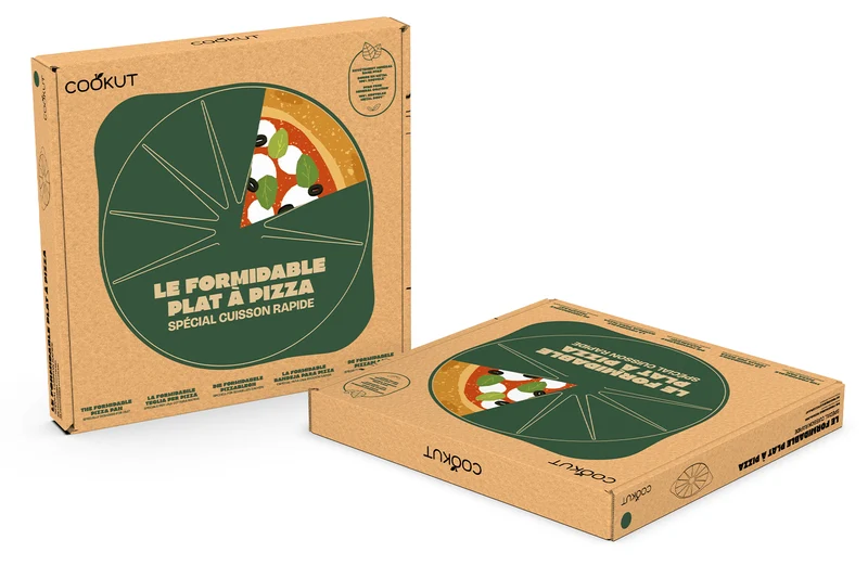 Plat à pizza Cookut Le Formidable fougère avec coupe-pizza et livret de recettes