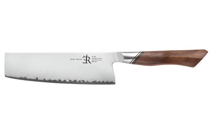 Couteau nakiri 18cm Ryda Knives A-30 San Maï et manche en noyer