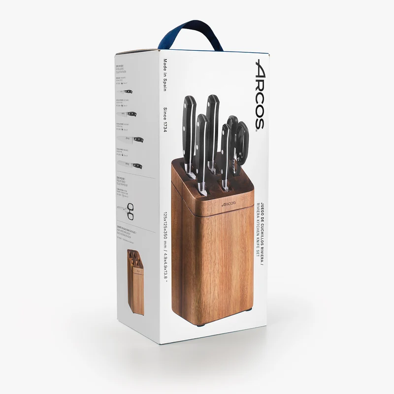 Juego cocina 4 pzas. Serie Riviera + Tijeras + Soporte de madera de acacia