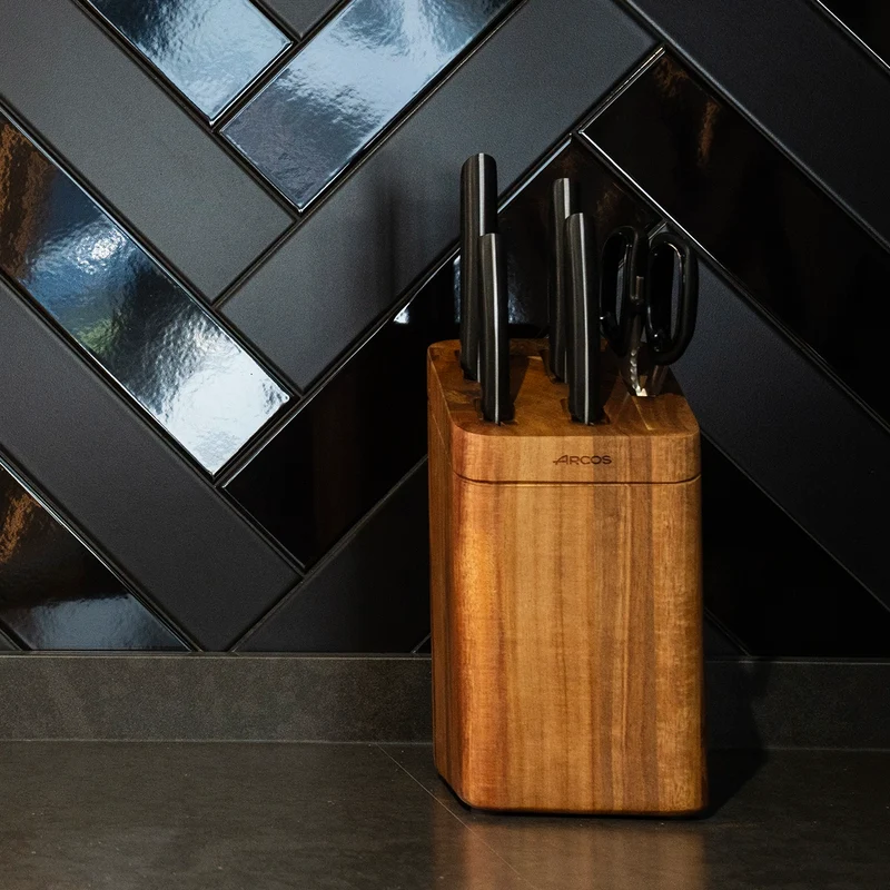 Juego cocina 4 pzas. Serie Ibiza + Tijeras + Soporte de madera de acacia
