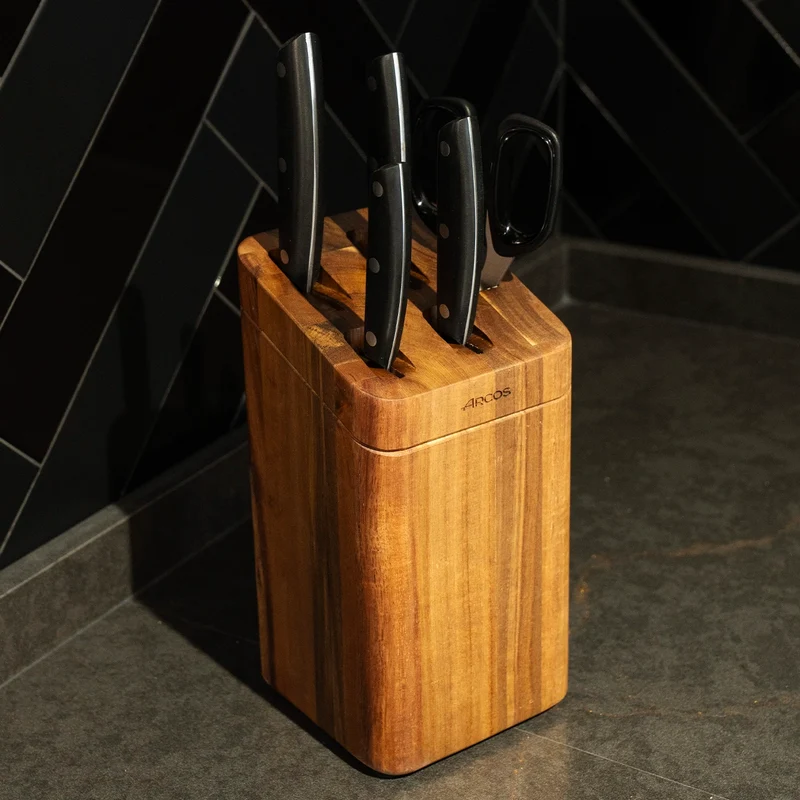Juego cocina 4 pzas. Serie Ibiza + Tijeras + Soporte de madera de acacia