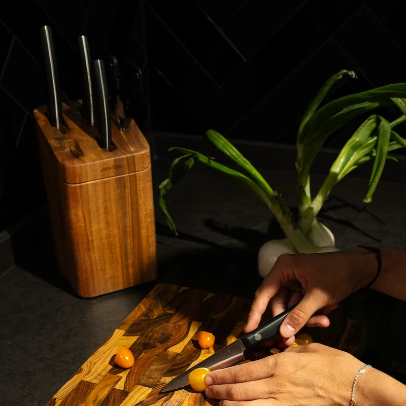 Juego cocina 4 pzas. Serie Ibiza + Tijeras + Soporte de madera de acacia