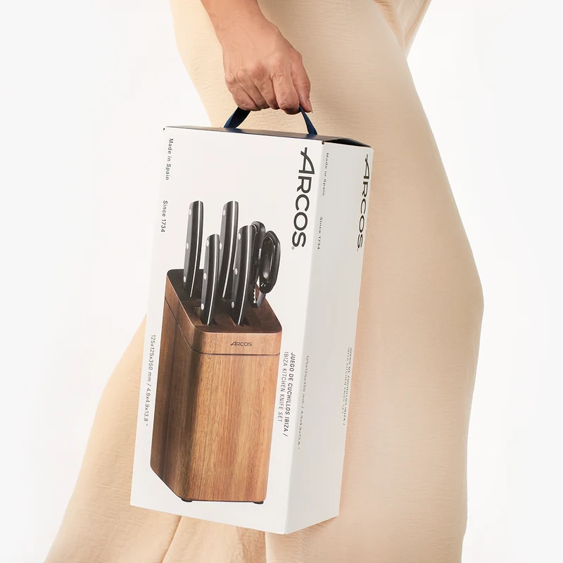 Juego cocina 4 pzas. Serie Ibiza + Tijeras + Soporte de madera de acacia