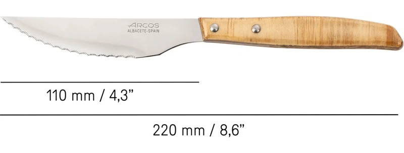 Set 4 pzas. - Cuchillo Chuletero Madera de Chopo Comprimida