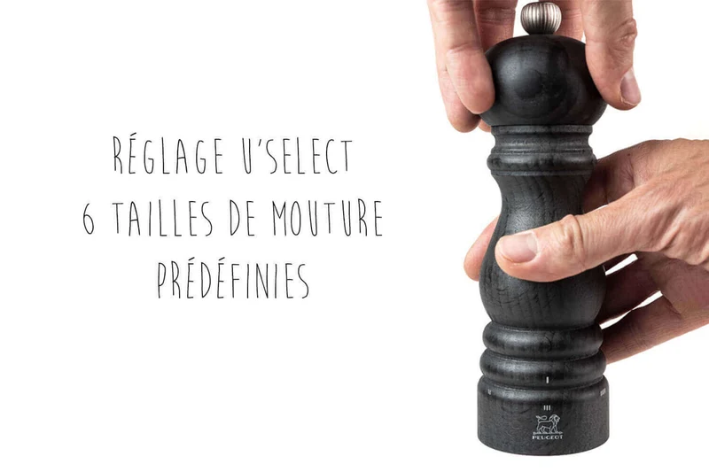 Moulin à sel sec manuel Peugeot Paris U Select Graphite en bois de hêtre