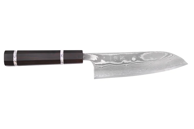 Couteau santoku 16,5cm japonais artisanal Yuzo Kanko Damas SG2