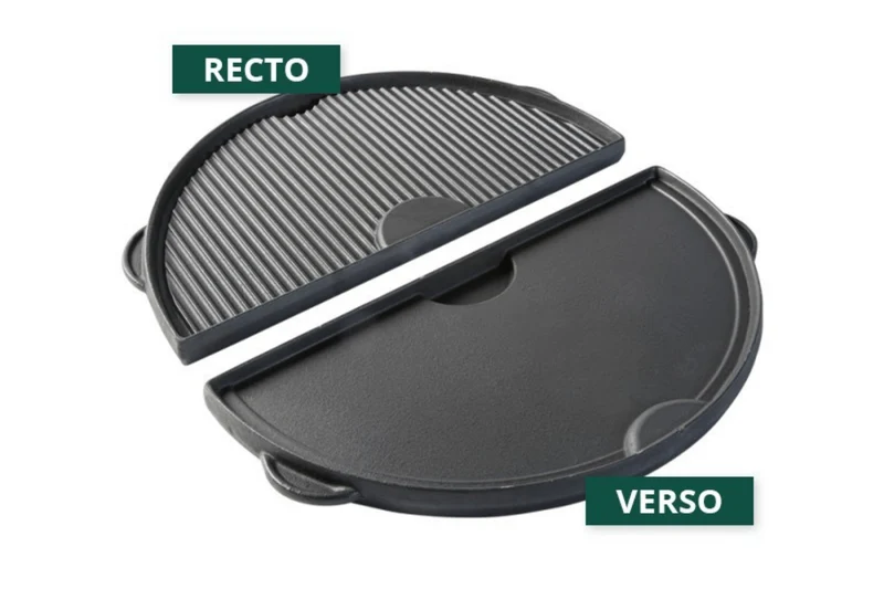 Demi-plancha réversible en fonte pour Big Green Egg XLarge et 2XLarge
