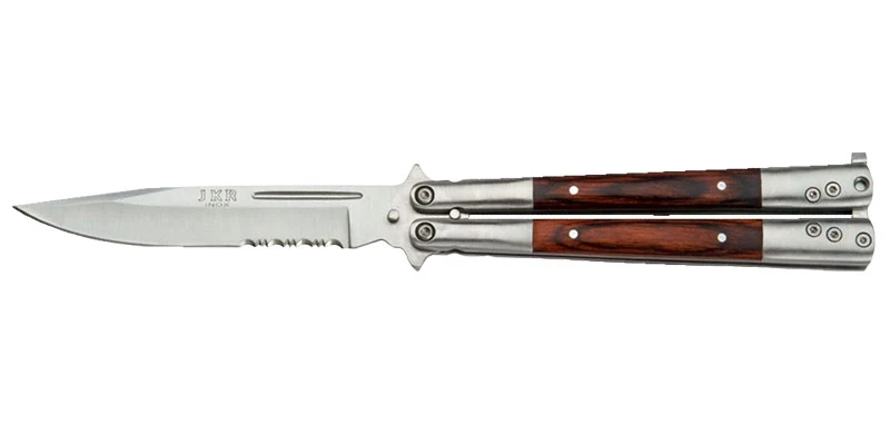 Couteau papillon acier et bois JKR