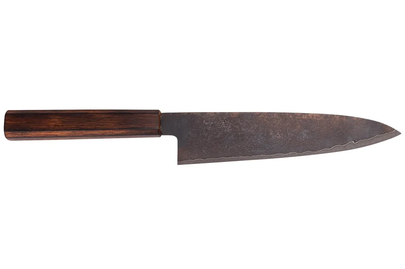Couteau de chef 21cm japonais artisanal Nakamura Kaishin Ginsan Black Damas