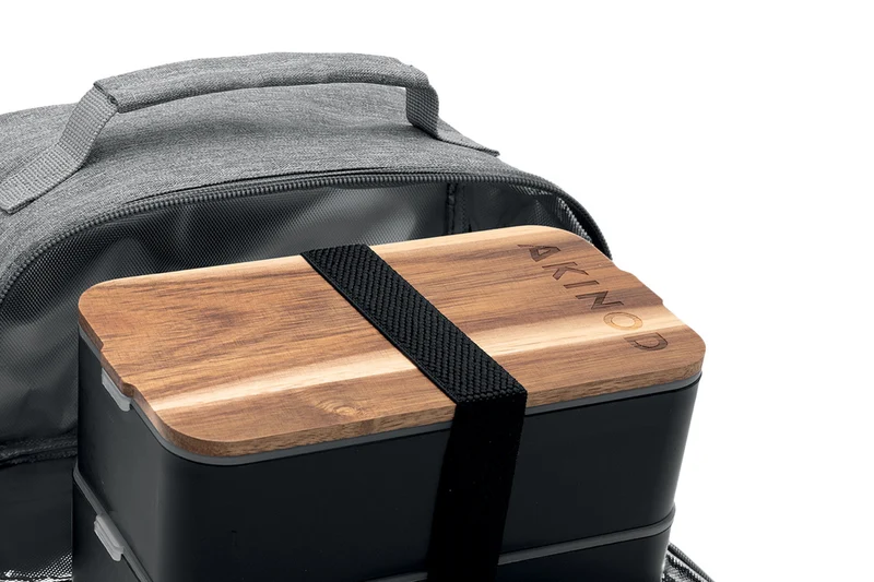 Sac isotherme Akinod 11:58 gris chiné + Bento noir 1,4L