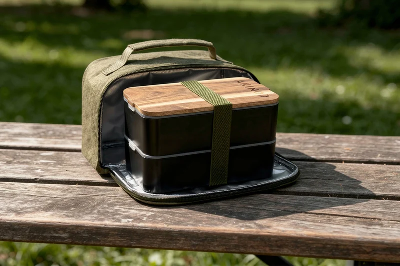 Sac isotherme Akinod 11:58 kaki + Bento noir 1,4L