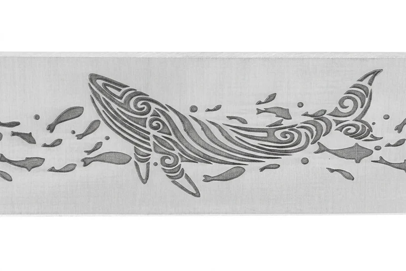 Couteau pliant Le Fidèle 20/20 en bouleau stabilisé bleu 10,8cm lame décor baleine
