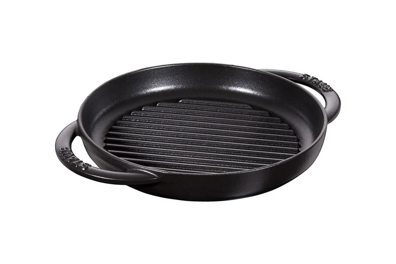 Poêle gril Staub Pure ronde en fonte émaillée noir mat