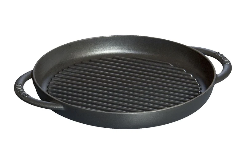 Poêle gril Staub Pure ronde en fonte émaillée noir mat
