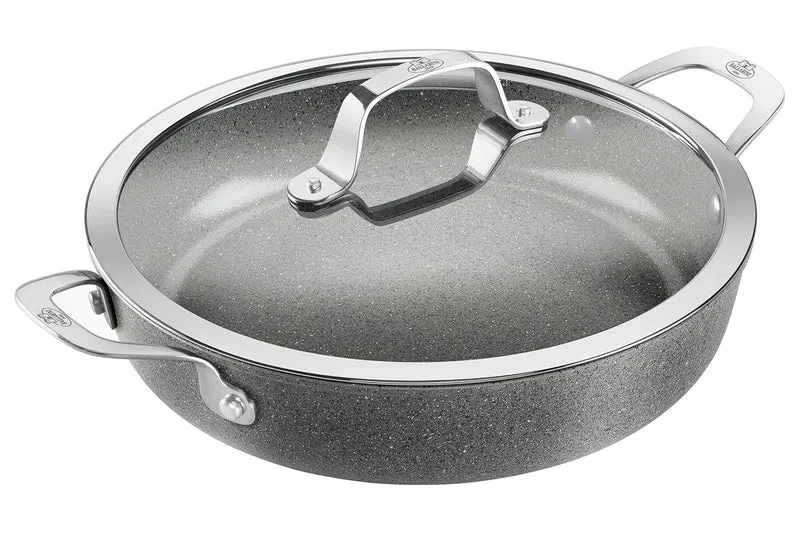 Sauteuse antiadhésive Ballarini Salina 28cm revêtement céramique 2 poignées et couvercle en verre