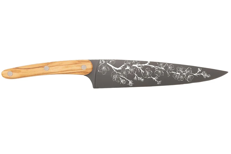 Couteau de chef Deejo Sakura 20cm manche en bois d'olivier