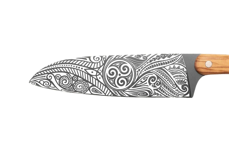 Couteau sankai Deejo Triskell 17cm manche en bois d'olivier