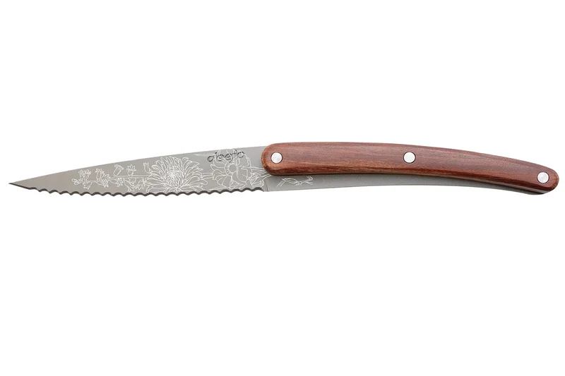 Set de 2 couteaux d'office Deejo Office Blossom manche en bois d'olivier et bois corail 9cm