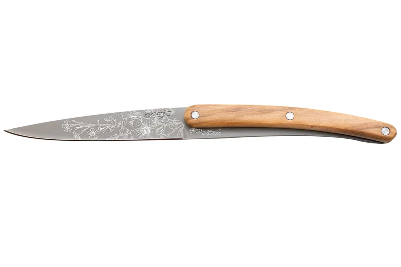 Set de 2 couteaux d'office Deejo Office Blossom manche en bois d'olivier et bois corail 9cm