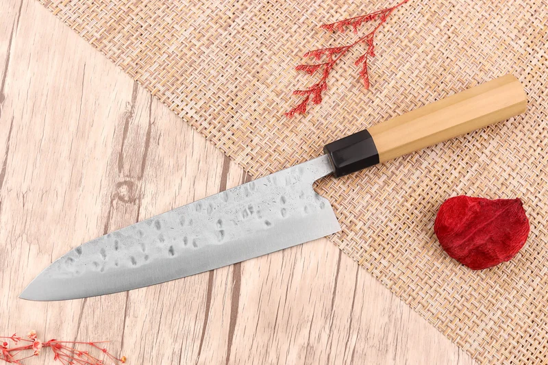 Couteau de chef 21cm japonais artisanal Fujiwara Maboroshi manche en magnolia