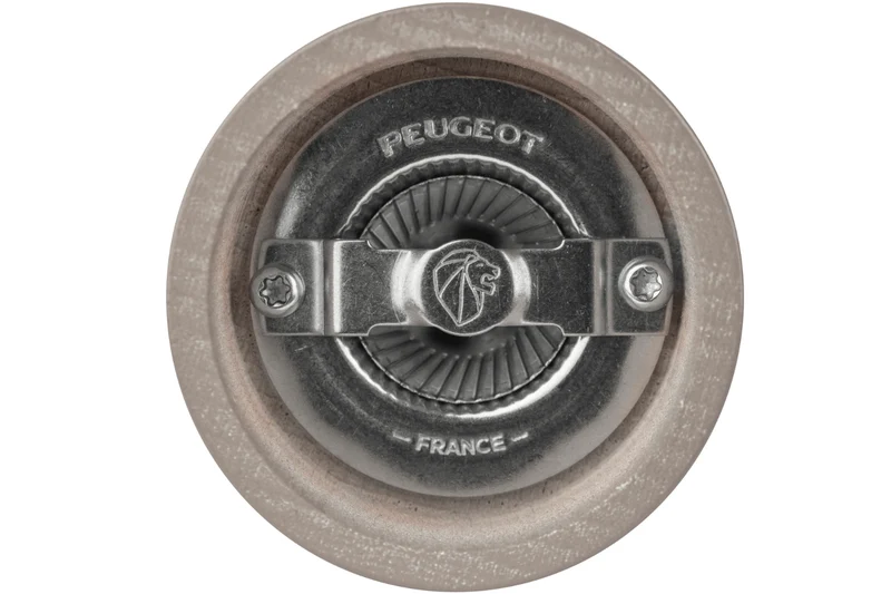 Moulin à sel sec manuel Peugeot Bistro en bois de hêtre laqué gris taupe 10cm