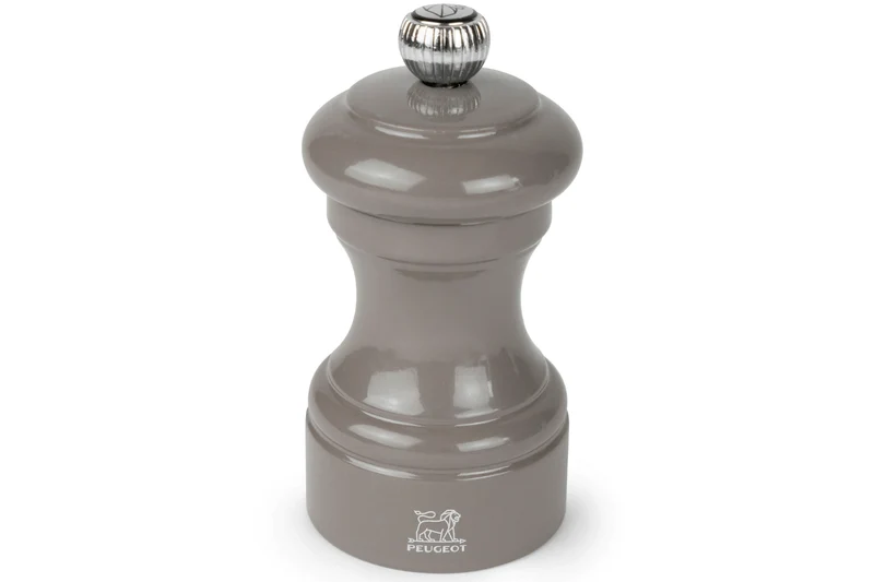 Moulin à poivre manuel Peugeot Bistro en bois de hêtre laqué gris taupe 10cm