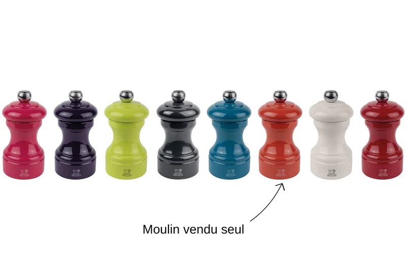 Moulin à sel sec manuel Peugeot Bistro en bois de hêtre laqué terracotta 10cm