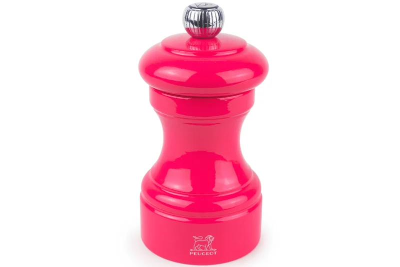 Moulin à sel sec manuel Peugeot Bistro en bois de hêtre laqué rose bonbon 10cm