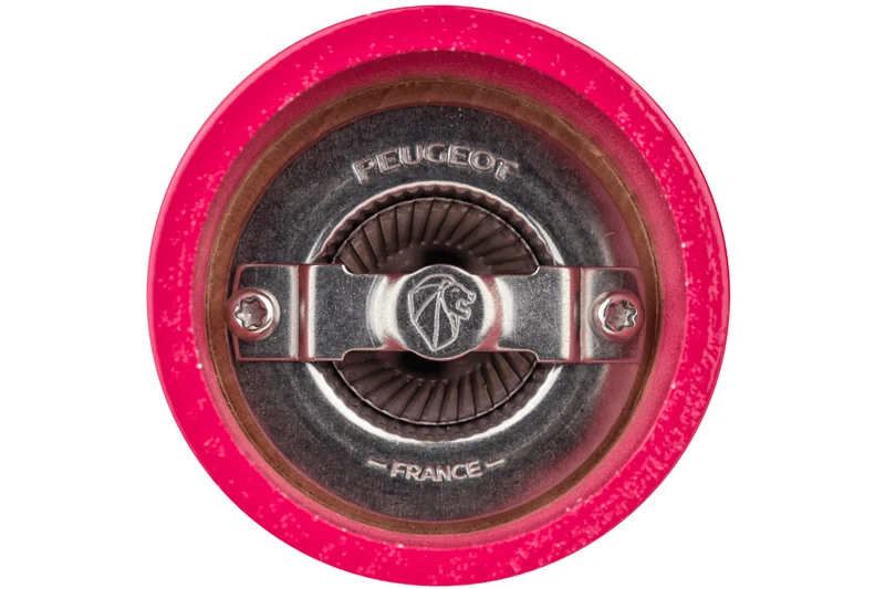 Moulin à sel sec manuel Peugeot Bistro en bois de hêtre laqué rose bonbon 10cm