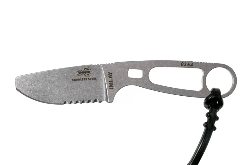 Couteau Esee Imlay ESEE-IMLAY lame semi-dentée 6,2cm manche ajouré inox + étui noir