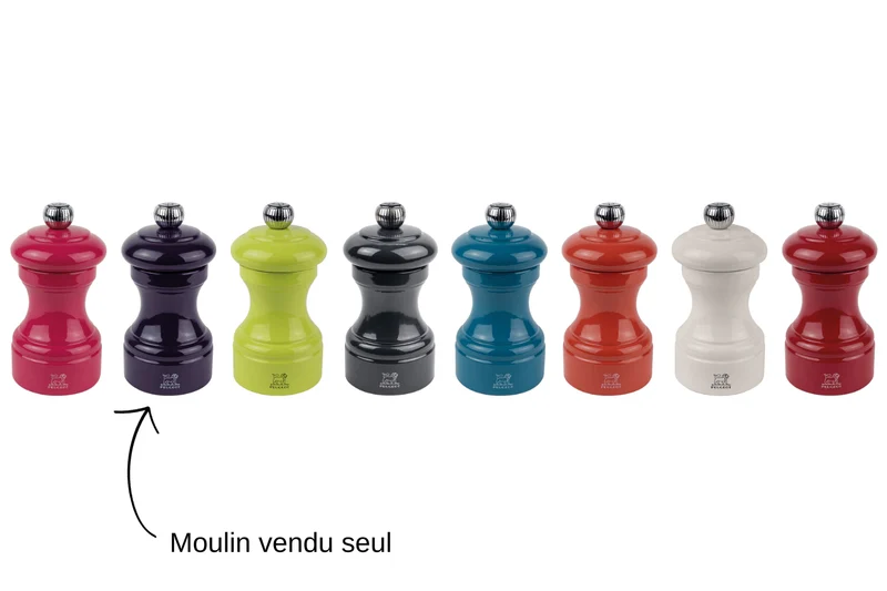 Moulin à poivre manuel Peugeot Bistro en bois de hêtre laqué aubergine 10cm