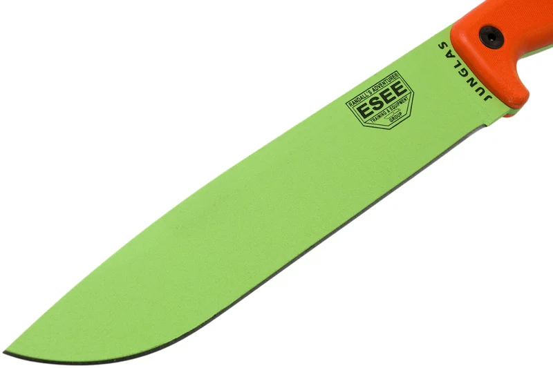 Machette Esee Junglas JUNGLAS-VG-E lame carbone venom green 26,5cm manche G10 orange + étui