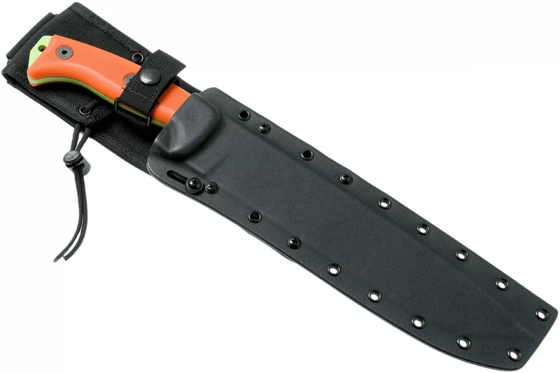 Machette Esee Junglas JUNGLAS-VG-E lame carbone venom green 26,5cm manche G10 orange + étui