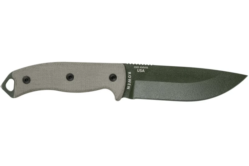 Couteau Esee 5 ESEE-5P-OD-E lame acier carbone vert 13,7cm manche micarta gris + étui