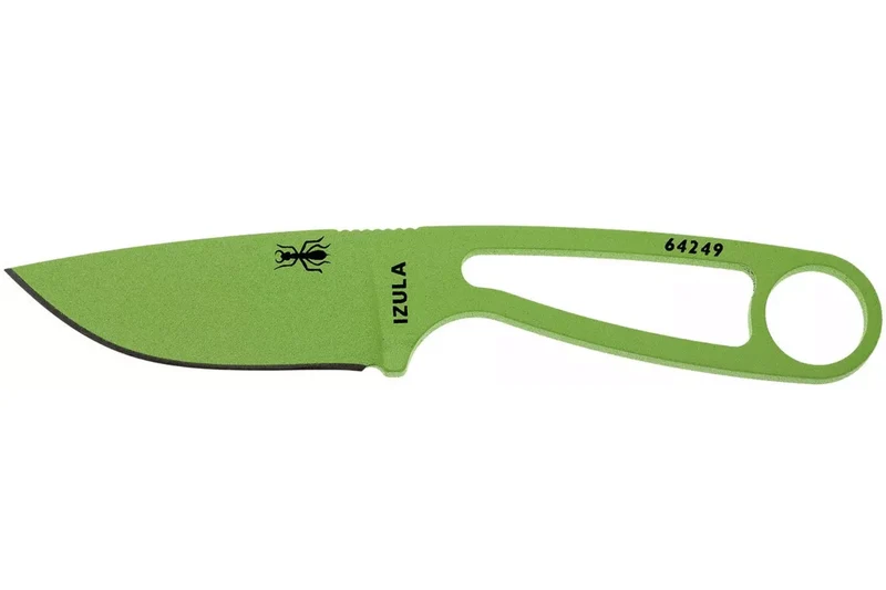 Couteau de cou Esee Izula Venom Green IZULA-VG lame acier carbone 6,7cm manche ajouré en acier + étui