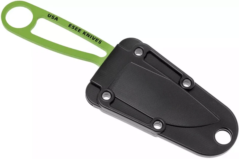 Couteau de cou Esee Izula Venom Green IZULA-VG lame acier carbone 6,7cm manche ajouré en acier + étui