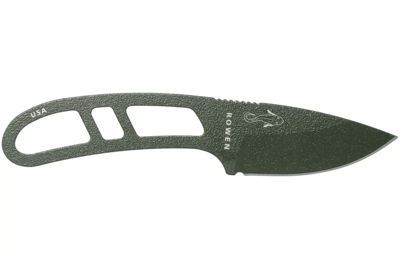 Couteau de cou Esee Candiru CAN-OD lame acier carbone 5,1cm manche en acier vert + étui