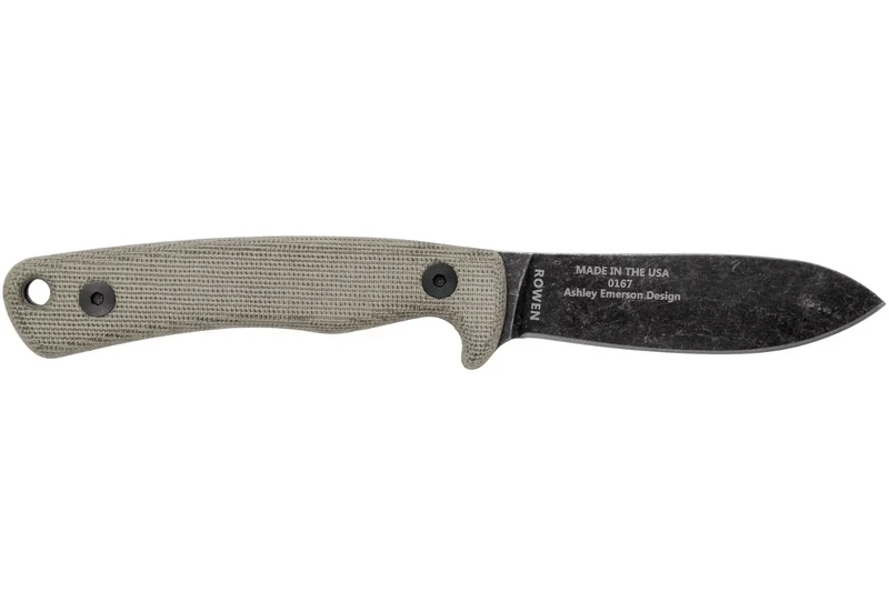 Couteau Esee Ashley Game ESEE-AGK lame acier carbone noir 9,1cm manche micarta gris + étui cuir