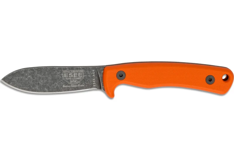 Couteau Esee Ashley Game ESEE-AGK-OR lame acier carbone noir 9,1cm manche G10 orange + étui cuir