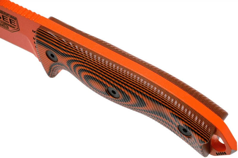 Couteau Esee 5 5POR-006 lame acier carbone orange 13,2cm manche G10 noir/orange + étui