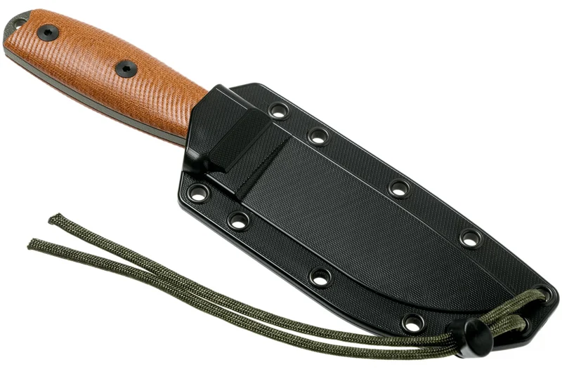 Couteau Esee 4 4POD-011 lame acier carbone vert 11,6cm manche micarta marron + étui