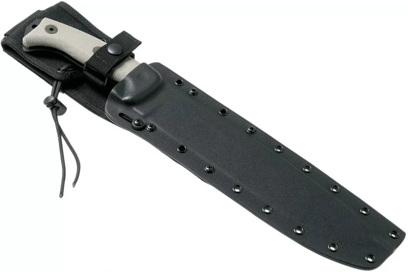 Machette Esee Junglas JUNGLAS-E lame acier carbone noir 26,5cm manche micarta gris + étui