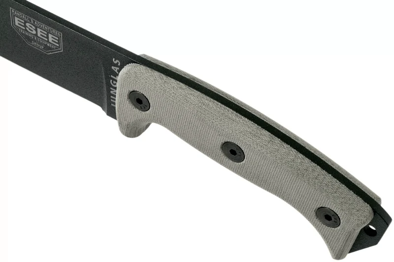 Machette Esee Junglas JUNGLAS-E lame acier carbone noir 26,5cm manche micarta gris + étui