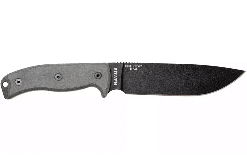Couteau Esee 6 ESEE-6P-B lame acier carbone noir 16,5cm manche micarta gris + étui